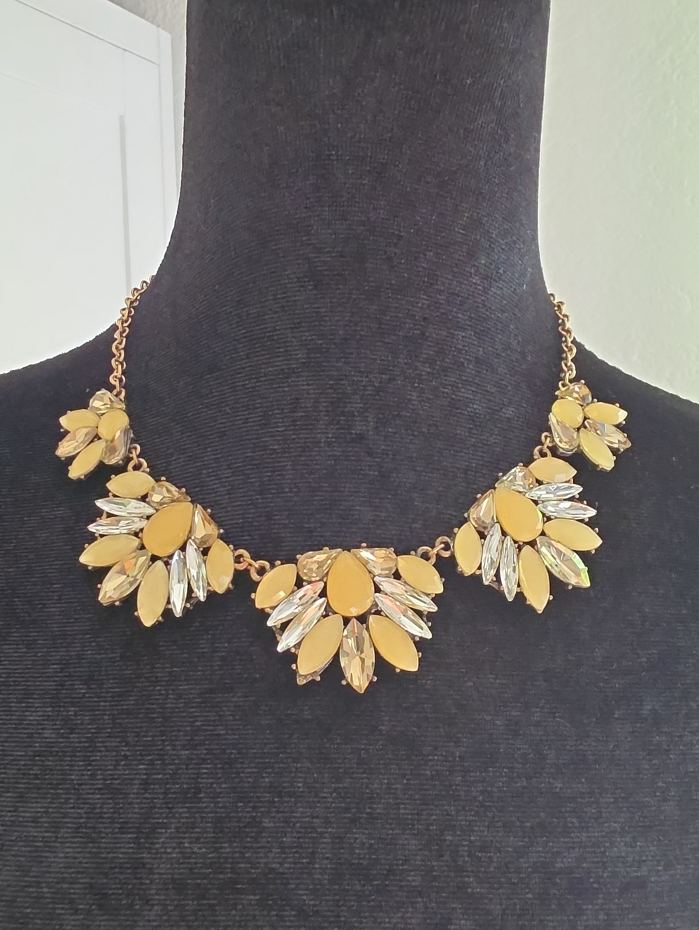 Statement Yellow Crystal Bib Necklace - Unbranded